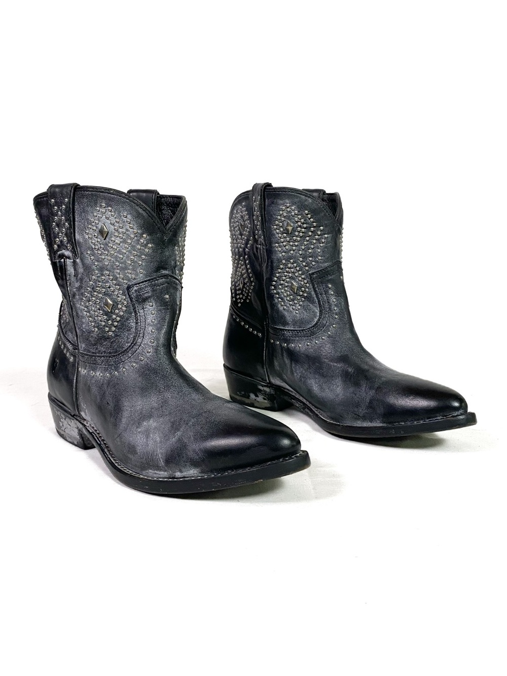 Frye Billy Studded Cowboy Short Boots Black